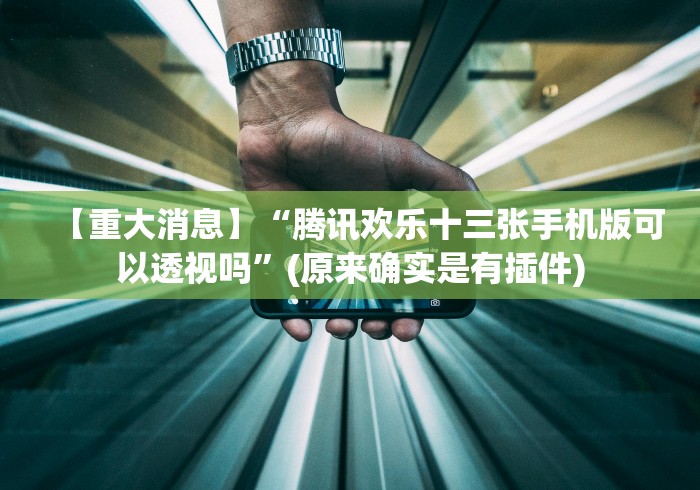 【重大消息】“腾讯欢乐十三张手机版可以透视吗”(原来确实是有插件)