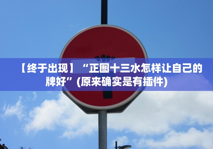 【终于出现】“正图十三水怎样让自己的牌好”(原来确实是有插件)